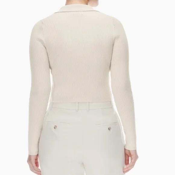 Aritzia color matte pearl Sculpt Knit Polo Longsleeve - Picture 4 of 7